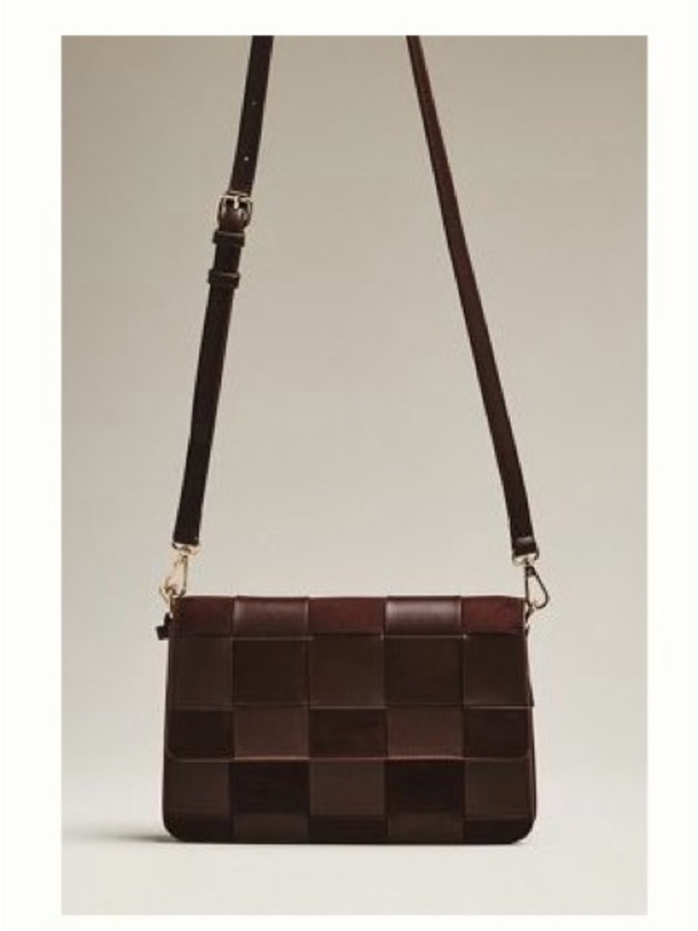 Woven Faux-Suede Crossbody Bag in Dark Brown/Chocolate